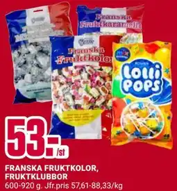 ÖoB FRANSKA FRUKTKOLOR, FRUKTKLUBBOR erbjuda