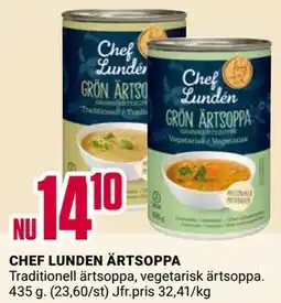 ÖoB CHEF LUNDEN ÄRTSOPPA erbjuda