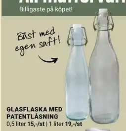 ÖoB GLASFLASKA MED PATENTLÅSNING erbjuda