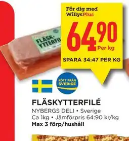 Willys FLÄSKYTTERFILÉ, Medlemspris erbjuda