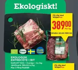 Willys EKOLOGISK ENTRECÔTE I BIT, Medlemspris erbjuda