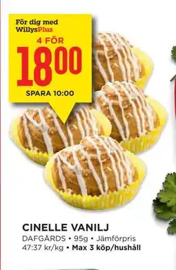 Willys CINELLE VANILJ, Medlemspris erbjuda