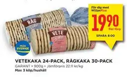 Willys Hemma VETEKAKA 24-PACK, RÅGKAKA 30-PACK, Medlemspris erbjuda