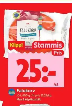ICA Kvantum Falukorv, Medlemspris erbjuda