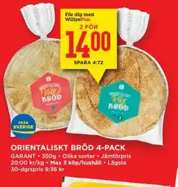 Willys Hemma ORIENTALISKT BRÖD 4-PACK, Medlemspris erbjuda