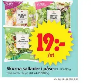 ICA Supermarket Skurna sallader i påse erbjuda