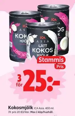ICA Nära Kokosmjölk, Medlemspris erbjuda