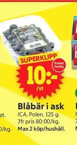 ICA Supermarket Blåbär i ask ICA erbjuda