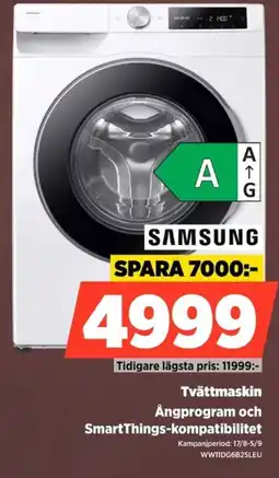 Power Samsung Tvättmaskin Ångprogram och SmartThings-kompatibilitet erbjuda