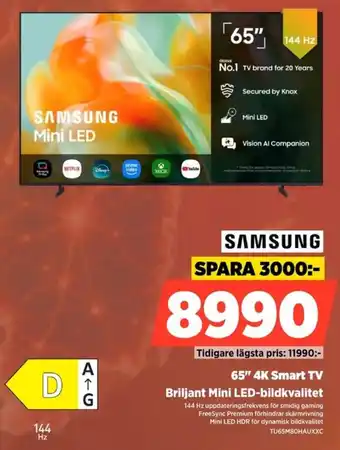 Samsung 65" 4K Smart TV Briljant Mini LED-bildkvalitet