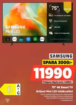 Power Samsung 75" 4K Smart TV Briljant Mini LED-bildkvalitet erbjuda