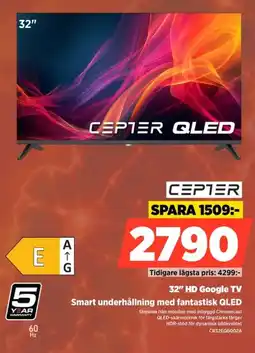 Power Cepter 32" HD Google TV Smart underhållning med fantastisk QLED erbjuda