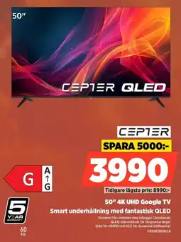 Power Cepter 50" 4K UHD Google TV Smart underhållning med fantastisk QLED erbjuda