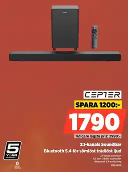 Power Cepter 2.1-kanals Soundbar Bluetooth 5.4 för sömlöst trådlöst ljud erbjuda