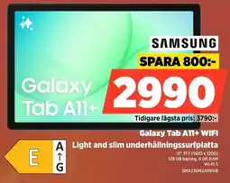 Power Samsung Galaxy Tab A11+ WIFI A Light and slim underhållningssurfplatta erbjuda