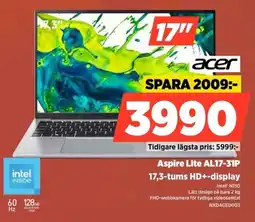 Power Acer Aspire Lite AL17-31P 17,3-tums HD+-display erbjuda