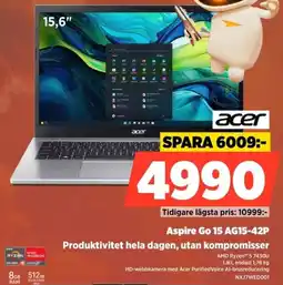 Power Acer Aspire Go 15 AG15-42P Produktivitet hela dagen, utan kompromisser erbjuda