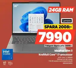 Power Lenovo IdeaPad Slim 3 Kraftfull Core™ i7-processor erbjuda