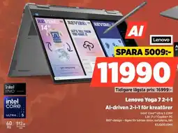 Power Lenovo Yoga 7 2-i-1 Al-driven 2-i-1 för kreatörer erbjuda