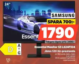 Power Samsung Essential Monitor S3 LS24F324 Jämn 120 Hz-prestanda erbjuda