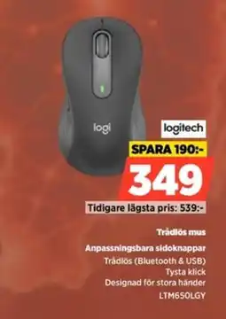 Power Logitech Trådlös mus Anpassningsbara sidoknappar erbjuda