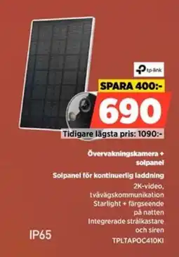 Power Tp-link Övervakningskamera + solpanel Solpanel för kontinuerlig laddning erbjuda