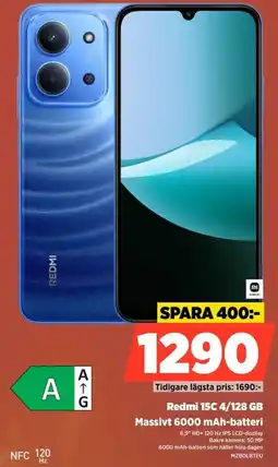 Power Redmi 15C 4/128 GB Massivt 6000 mAh-batteri erbjuda
