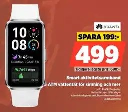 Power Huawei Smart aktivitetsarmband 5 ATM vattentät för simning och mer erbjuda