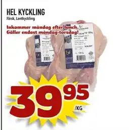 Din Mat Hel kyckling färsk, lantkyckling erbjuda