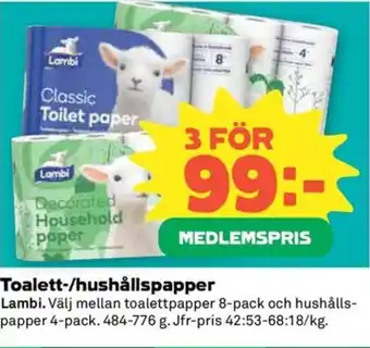 Toalett-/hushållspapper