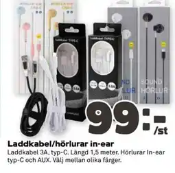 Coop Konsum Laddkabel/hörlurar in-ear erbjuda