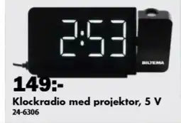 Biltema Klockradio med projektor, 5 V erbjuda