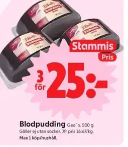 ICA Supermarket Blodpudding Gea's. erbjuda