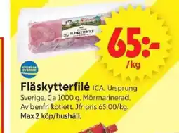 ICA Supermarket Fläskytterfilé erbjuda