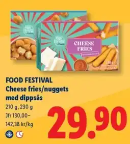 Lidl FOOD FESTIVAL Cheese fries/nuggets med dippsås erbjuda