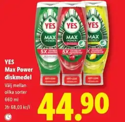 Lidl YES Max Power diskmedel erbjuda