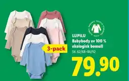 Lidl LUPILU Babybody av 100% ekologisk bomull erbjuda