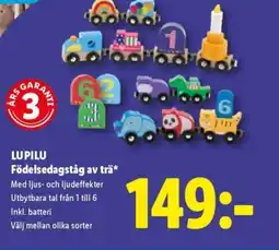 Lidl LUPILU Födelsedagståg av trä erbjuda