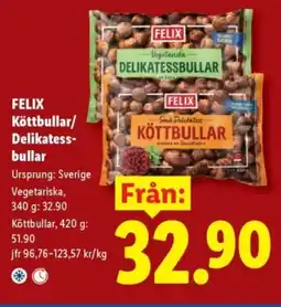 Lidl FELIX Köttbullar/ Delikatess- bullar erbjuda