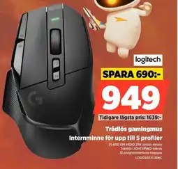 Power Logitech Trådlös gamingmus erbjuda
