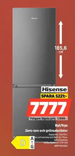 Power Hisense Kyl/frys Zero-zon och grönsakslådor erbjuda