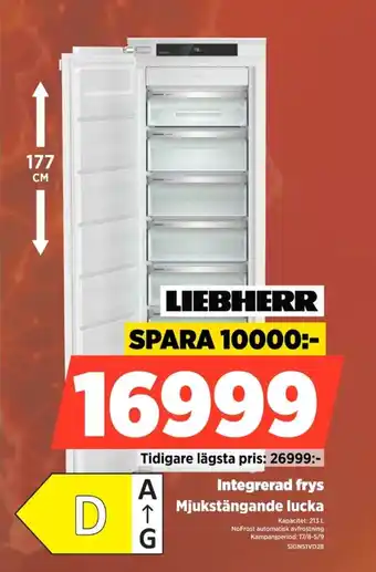 Liebherr Integrerad frys Mjukstängande lucka