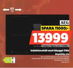 Power Aeg Induktionshäll med inbyggd fläkt Reptålig yta erbjuda
