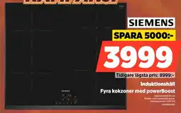 Power Siemens Induktionshäll Fyra kokzoner med powerBoost erbjuda