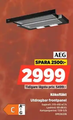 Power Aeg Köksfläkt Utdragbar frontpanel erbjuda