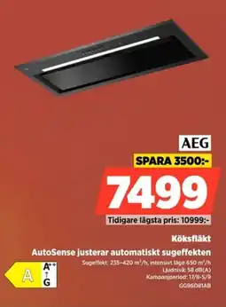 Power Aeg Köksfläkt AutoSense justerar automatiskt sugeffekten erbjuda