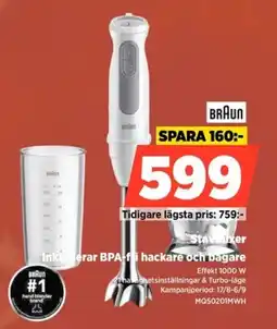 Power Braun Stavmixer Inkluderar BPA-fi hackare och bagare erbjuda