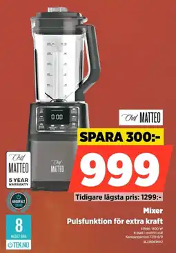 Power Chef Matteo Mixer Pulsfunktion för extra kraft erbjuda