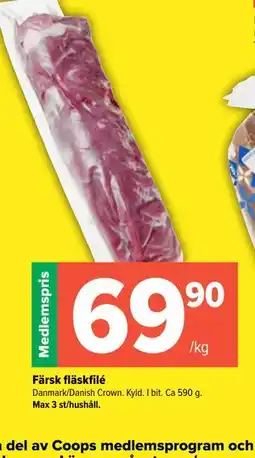 Coop Extra Färsk fläskfilé, Medlemspris erbjuda