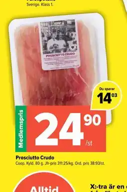 Coop Extra Prosciutto Crudo, Medlemspris erbjuda